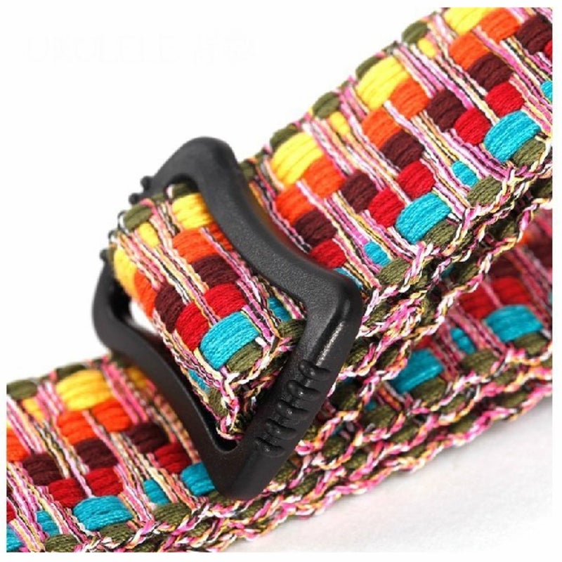 MUSIC FIRST Hawaii Woven Rainbow Adjustable Colorful Meshbelt and Genuine Leather Ukulele Strap Shoulder Strap version 2.0 - Image 3